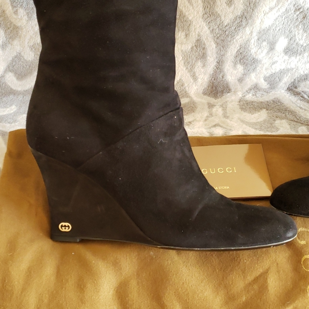 Gucci Black Suede Knee High Boot 8.5US fit 8.5-9 - Picture 8 of 16